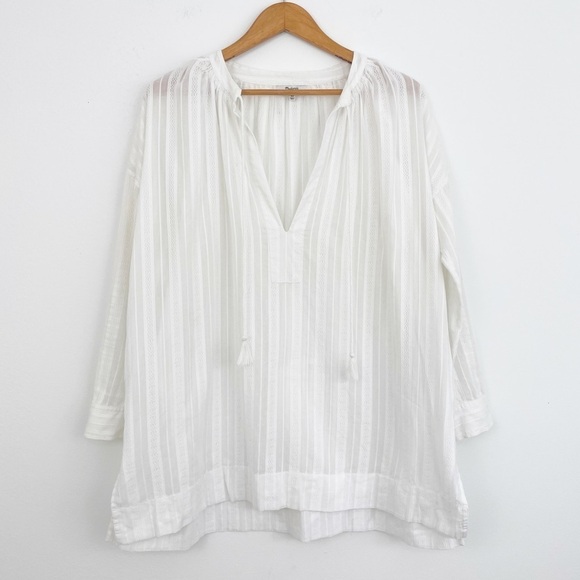 Madewell Boho White Oversized Tassel Tunic Top Size X-Small - Picture 1 of 16